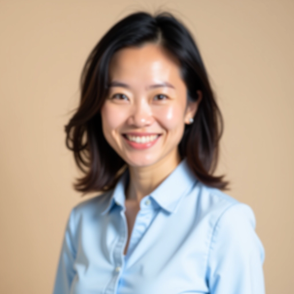 Rachel Lim, mindfulness instructor and emotional intelligence coach in Singapore, professional portrait in neutral background
